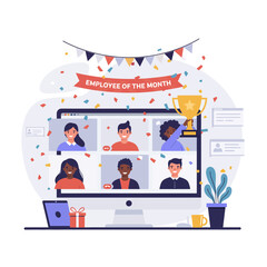 Employee of the Month Celebrated Online with Remote Team Video Call