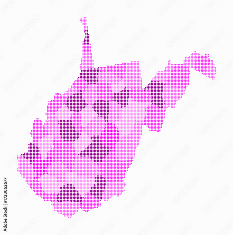 Poster west virginia dotted map. digital style map of the state on white background. west virginia shape wi