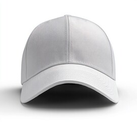 front view of a plain white baseball cap isolated on white background