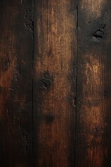 Obraz premium Close-up of dark aged wooden planks with visible grain, knots, and textured surface evoking rustic and natural warmth