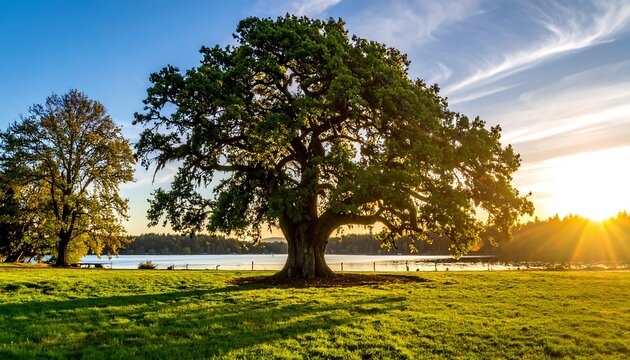 Sunrise over a tranquil meadow