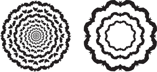Circular Bat Silhouettes in Vector Design