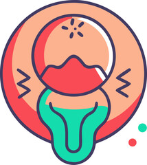 Abstract colorful blob symbol representing a sore throat or illness