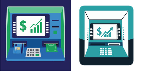 ATM Machine Illustrating Financial Growth