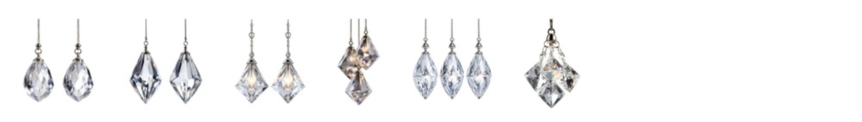 Hand-drawn illustration set of various earring designs.