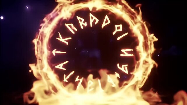 Enchanting Portal with Ancient Runes and Fiery Aura for Mystical and Fantasy Projects