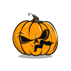 Vector illustration of a scary Halloween pumpkin jack o lantern with angry face expression
