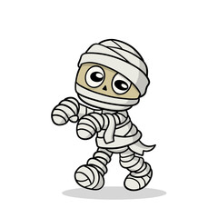 Cute Cartoon Halloween Mummy Character Vector Illustration