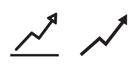 Rising Arrow Chart Icons on White Background