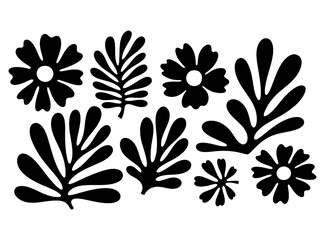 Obraz premium Monochrome floral and botanical silhouettes, perfect for design projects, vector illustration