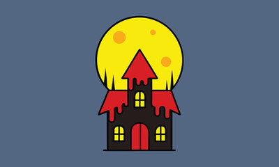 Haunted House with Full Moon
