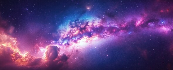 Obraz premium vibrant colorful galaxy with swirling nebulas and countless stars illuminating the cosmic expanse evoking a sense of wonder and vastness