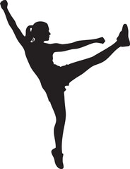 Cheerleader Silhouette Performing High Kick Vector Illustration