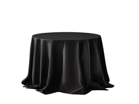 Dark draped round table on transparent background
