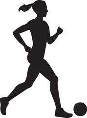 Female Soccer Player Running With Ball Silhouette Vector