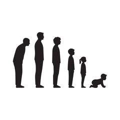 Silhouette of a man's life cycle, the concept of growth and life journey