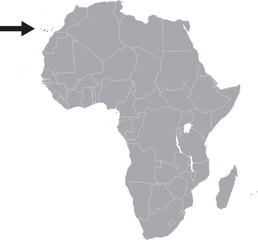 Obraz premium Canary Islands (Spain) on Africa Map Grey High Detailed