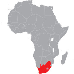 South Africa on Africa Map Grey High Detailed