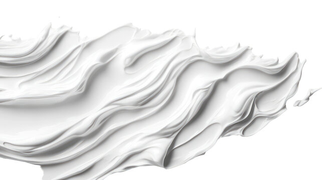 White paint stroke texture isolated on transparent background