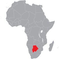 Botswana on Africa Map Grey High Detailed