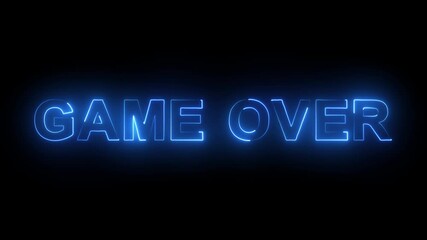 neon glowing game over text icon animated. game over neon text with neon lines animation. - Powered by Adobe