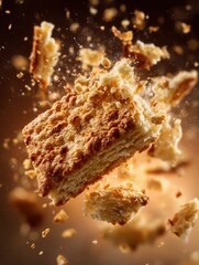 Fototapeta premium Extreme close-up of a crunchy biscuit shattering dynamically
