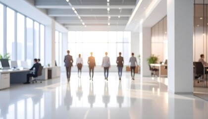 Business office with blurred people casual wear, with blurred bokeh background