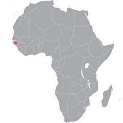 Guinea Bissau on Africa Map Grey High Detailed