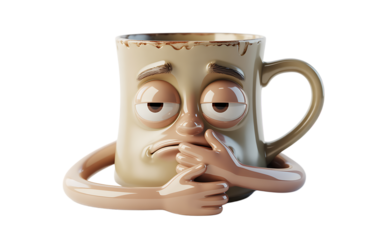 Sleepy mug isolated on white isolated on transparent background