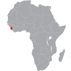 Sierra Leone on Africa Map Grey High Detailed