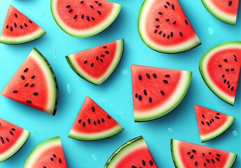 Watermelon slices pattern on a teal background