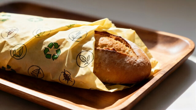 Bread Wrapped in Reusable Beeswax Food Wrap