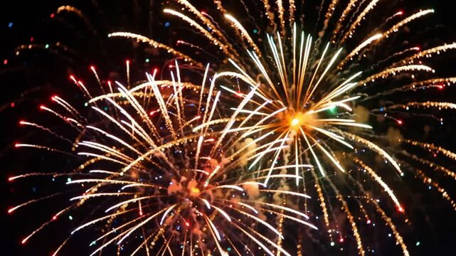 festive fireworks in slow motion on a transparent background