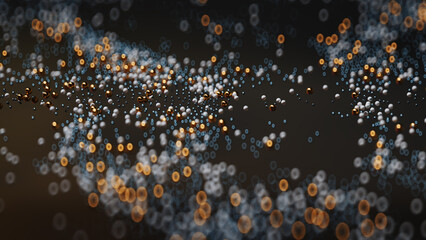 3D Render of Abstract Shimmering Particles in Motion.