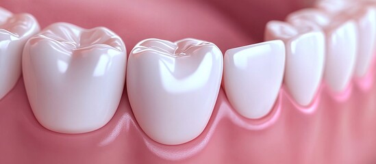 A close up illustration of healthy human teeth in the mouth