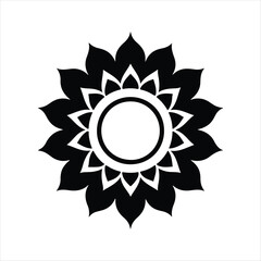 Mandala emerging from a central light vector silhouette outline logo design concept illustration