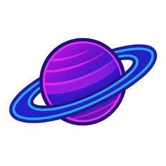 Saturn retro planet illustration
