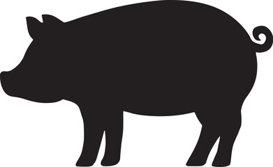 PrintBlack silhouette of a pig standing on a light gray background