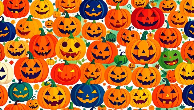 Colorful Halloween pumpkin pattern