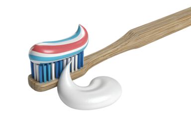Toothbrush with toothpaste isolated on transparent background
