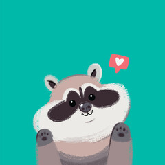 Cute Racoon cartoon Vector