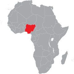 Nigeria on Africa Map Grey High Detailed © Griffin9678
