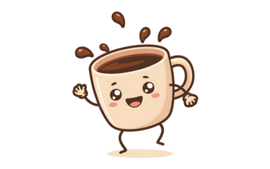 Coffee dancing isolated on transparent background