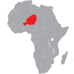 Niger on Africa Map Grey High Detailed