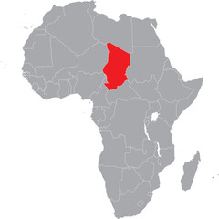 Fototapeta premium Chad on Africa Map Grey High Detailed