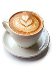 Realistic cappuccino hot isolated on white background with clipping path