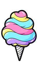 Colorful Cotton Candy on Cone Illustration - Whimsical Treat