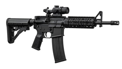 Black assault rifle, side view