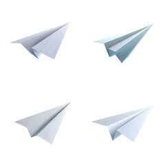 A collection of four paper airplanes from different angles.