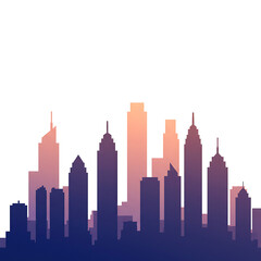 Modern city skyline silhouette at sunset